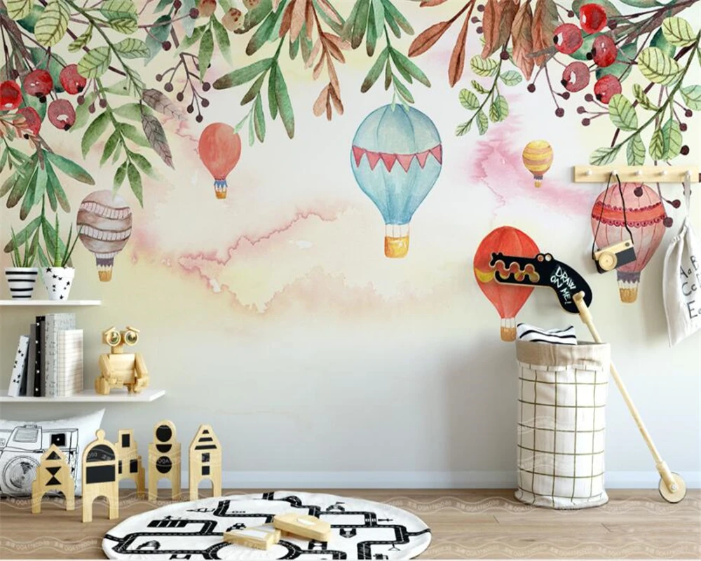 

Beibehang Custom Photo Wallpaper Modern high quality hot air balloon floral sunset background wall painting 3d wallpaper