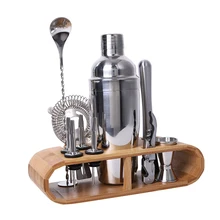550 мл набор для коктейлей комплект набор бармена шейкеры из нержавеющей стали 12-Pieces Набор барных принадлежностей со стильным бамбуковая подставка