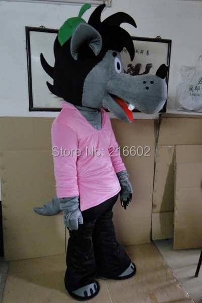 Goedkoop Cosplay kostuums Roze Kleding Wolf Mascotte Kostuum Partij Kostuums Volwassen Grootte Fancy Dress Pak Gratis Verzending