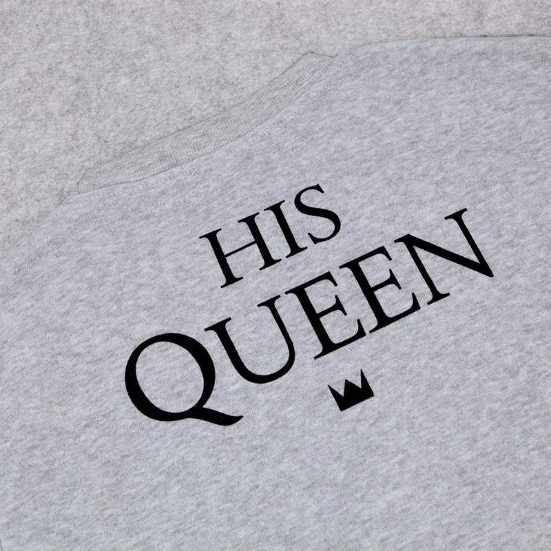 1 шт. король и королева пара буквенный принт топы для пар B рубашки пара свитер светло-серый