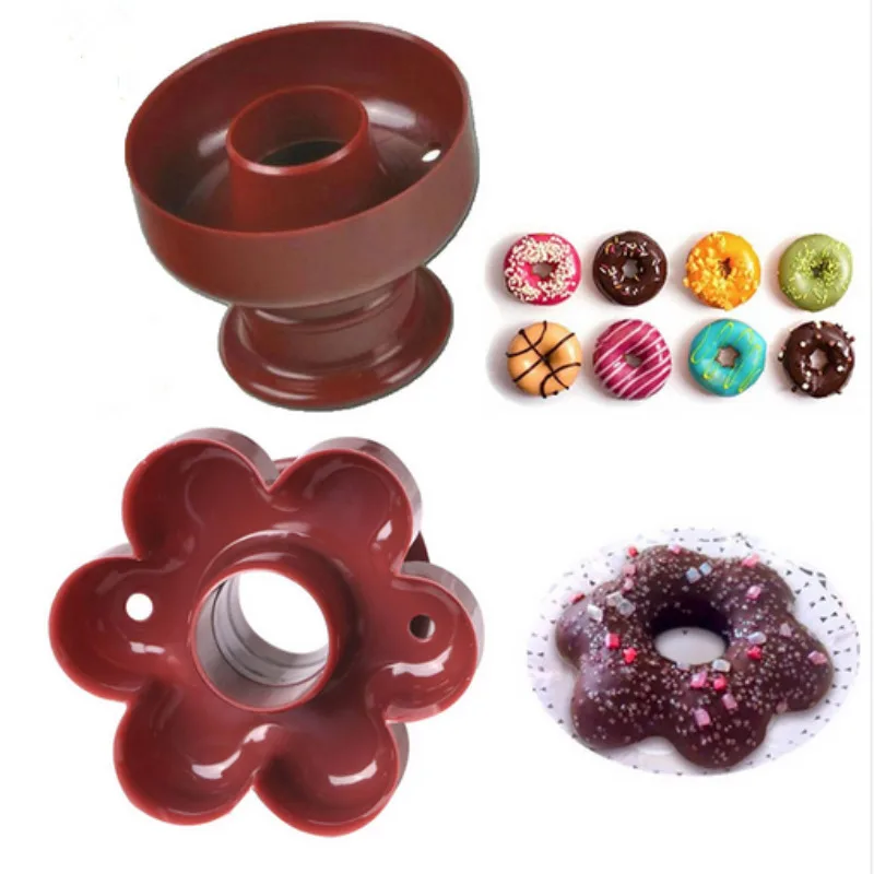 Hot 1 Pc Flower Round Donuts Mold Food Grade Plastic Doughnuts Making