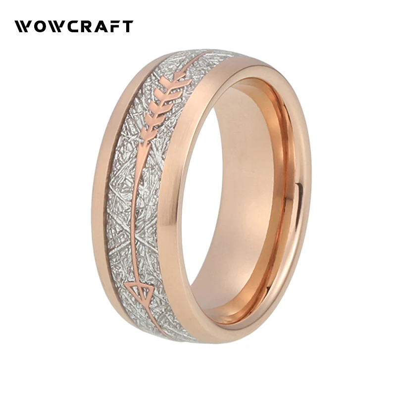 New Arrival Fashion Tungsten Luxury Jewelry Gold Band Engagement Gifts for Men Women Meteorite Arrow Inlay Wedding Rings Couple Fashion Jewelry