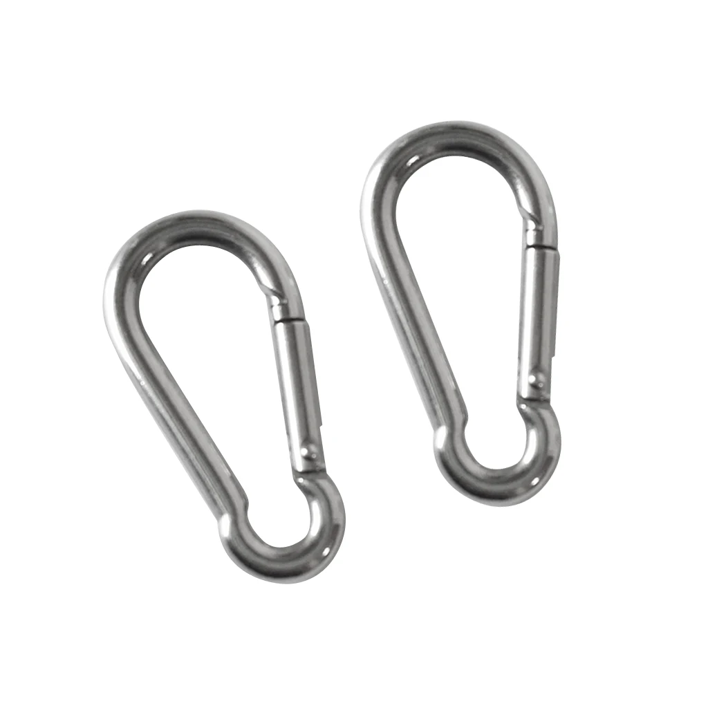 2 Pieces Stainless Steel Carabiner Clip Snap Spring Fast Hook Buckle M5/4x50/40mm for Camping Hiking Boating Kayaking Accessory