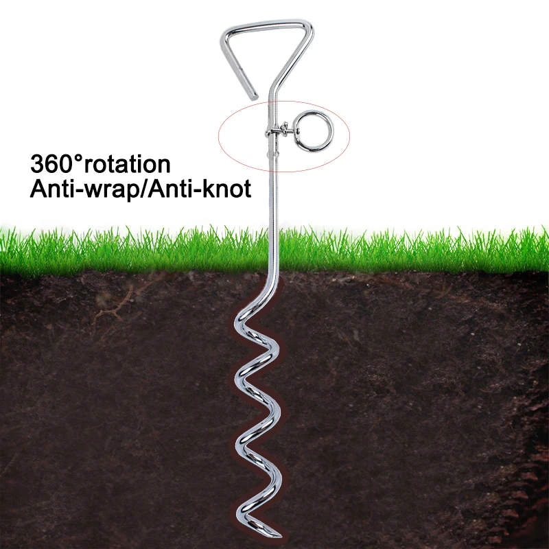 3M/5M/10M Outdoor Pet Leash With Dog Fixed Pile Metal Screw Stake For Camping Garden Ground Steel Wire Dogs Leads Leashes Set