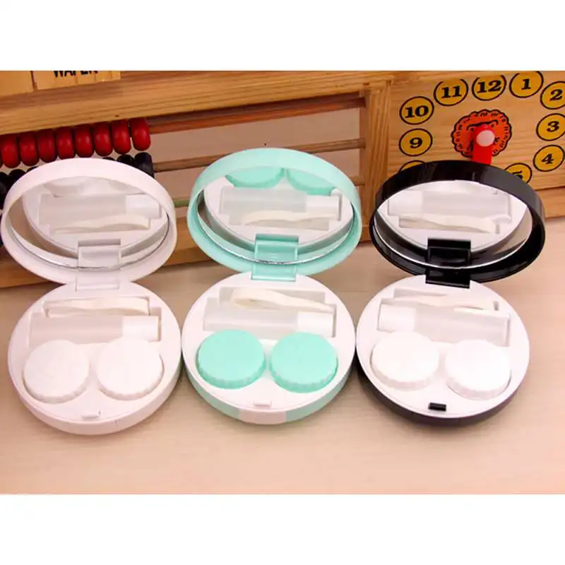 Цветной мраморный стильный чехол для контактных линз с зеркалом для женщин и девушек, коробка для контактных линз, контейнер, милый дорожный набор, коробка
