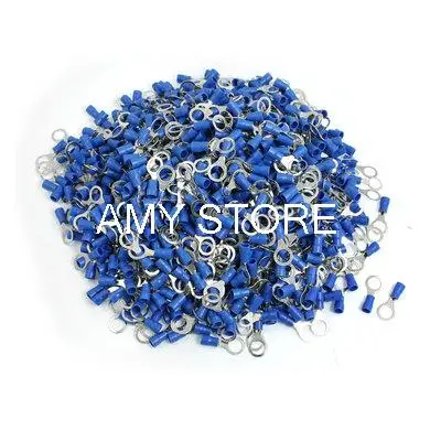 

1000pcs RV2-8 Ring Tongue Type Pre Insulated Terminals Blue for AWG 16-14