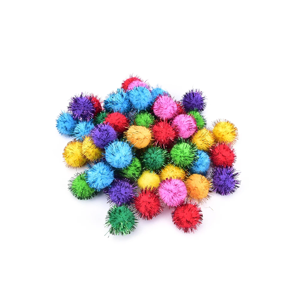 50PCS 30mm Fluffy Craft PomPoms Balls Mixed Colours Pom Poms Tinsel