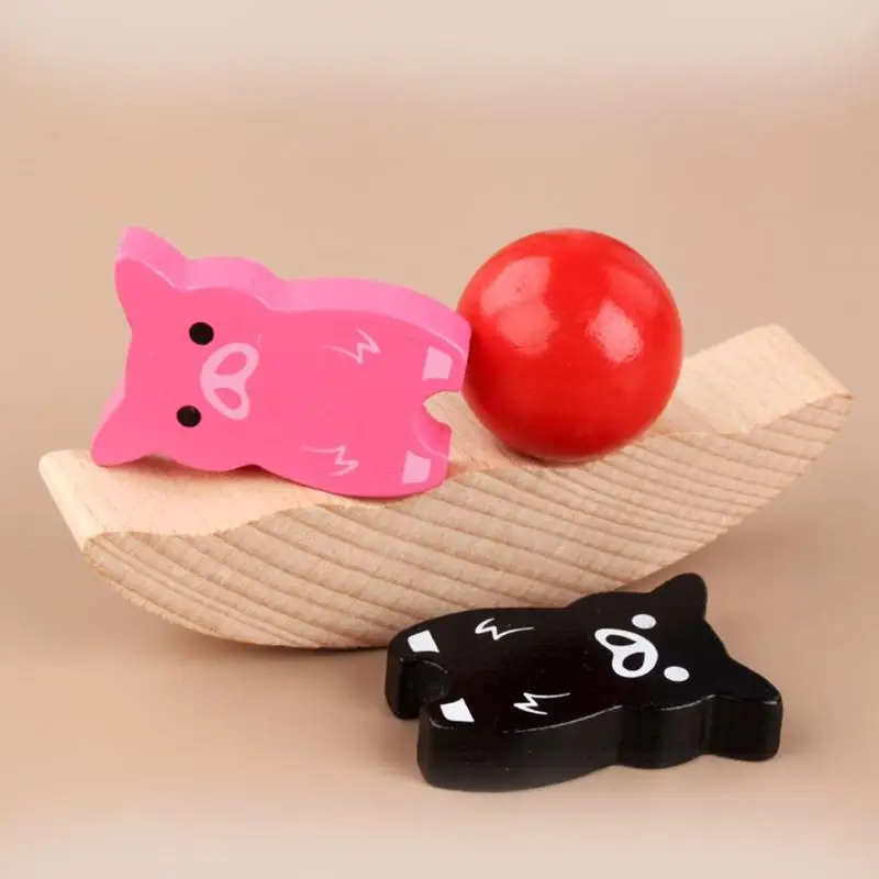 Детские игрушки-пазлы с изображением животных, деревянная луна, балансирующая рамка, Детские Мультяшные Игрушки для раннего обучения по системе Монтессори, блоки, игрушки для детей