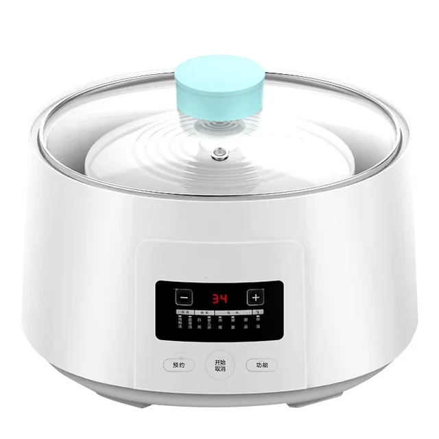 DMWD 1.6L Mini Automatic Electric Stewing Pot Soup Porridge Cooker Ceramic Water Partition 3 Cores 7 Menus 12H Appointment 220V 1