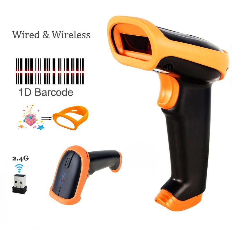 

JEPOD JP-S5 2.4G up to 50m Wireless 2000mAh Bar Code Reader Laser Barcode Scanner for Windows PC Wired Wireless Barcode Scanner