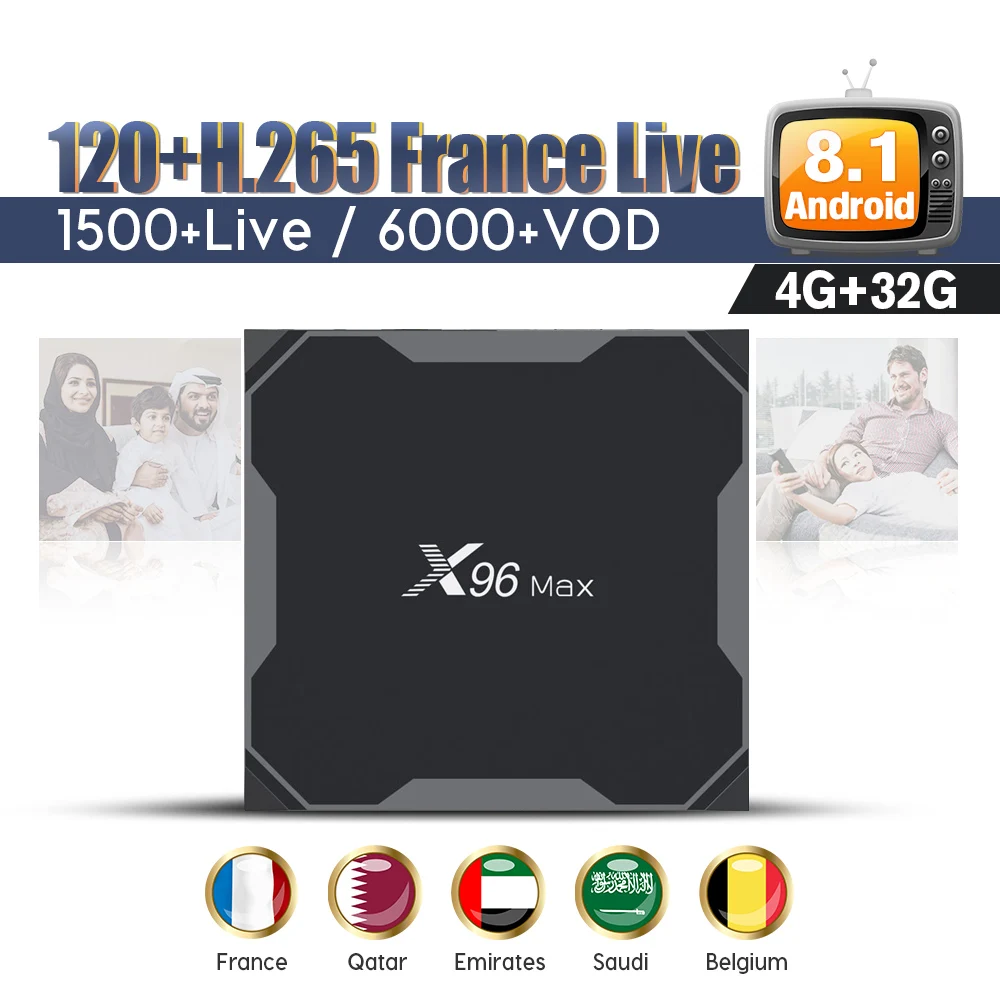 

IPTV Arabic BOX X96 Max Android 8.1 S905X2 4G 32G 2.4G&5G Wifi with QHDTV IPTV France Belgium Spain Netherlands IP TV X96Max