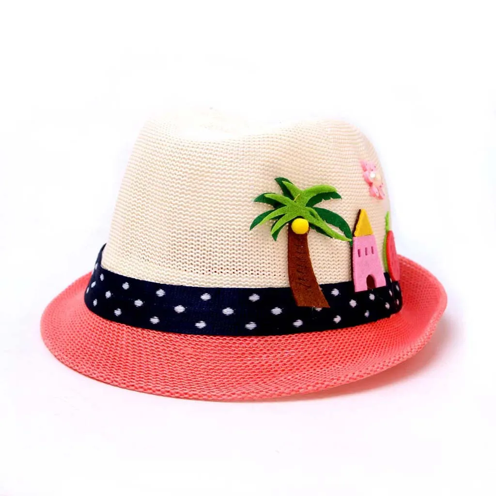 Летнее платье; детская одежда с цветочным рисунком; соломенные шляпы «Fedora» шапка детский козырек от солнца для маленьких девочек пляжные шляпы широкие свисающие поля Панама для девочек