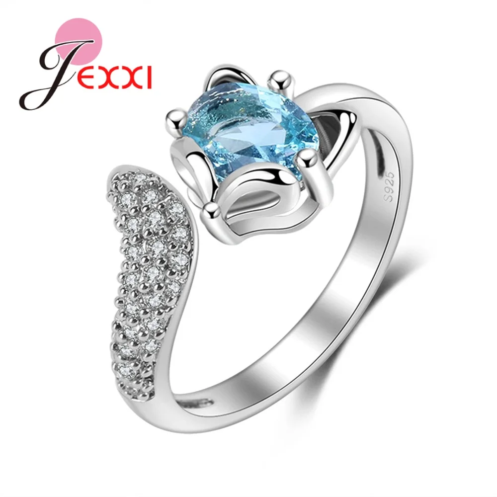 

Sexy Fox Opening Rings Design For Girl Party Jewelry 925 Sterling Silver With 3A+ Zircon Ring Bijoux Resizable Women Da