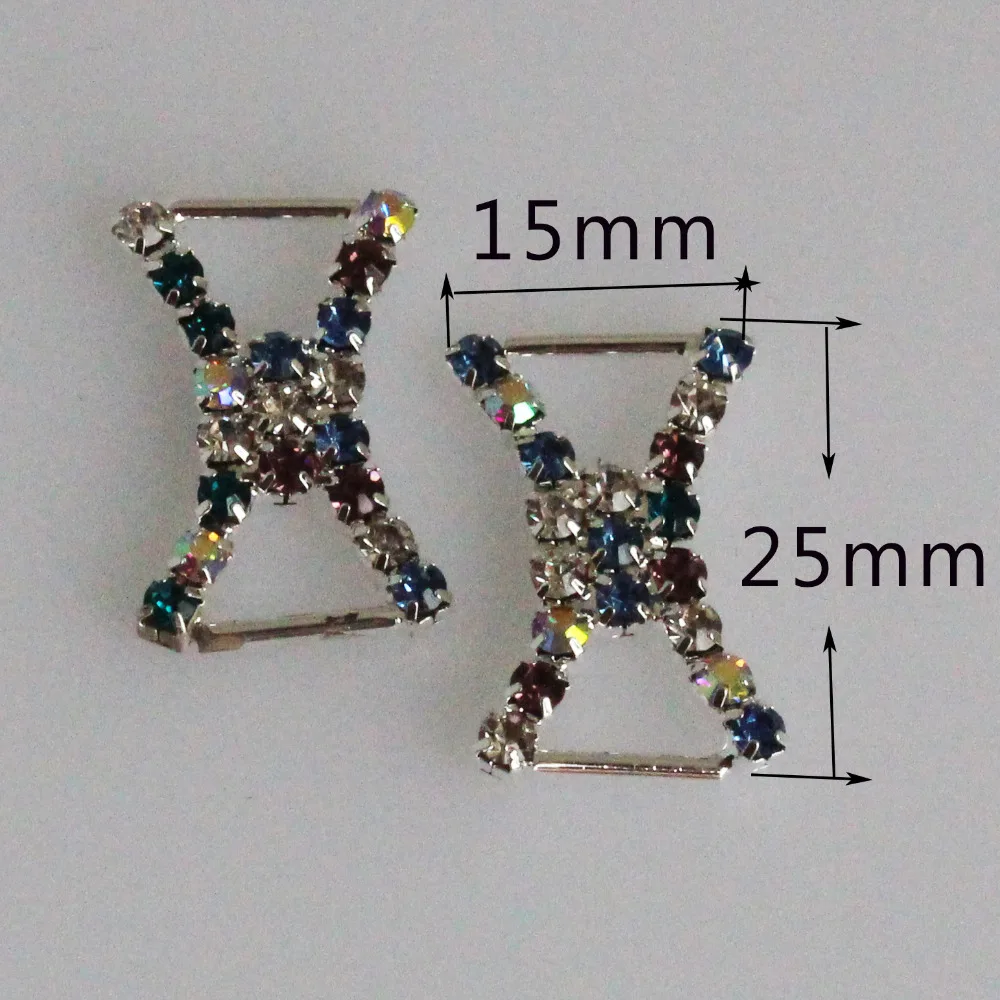  New 10 Pc Variety of Rhinestone Buckles Invitation Card Wedding Ribbon Slider Colorful crystal buck - 32861224878