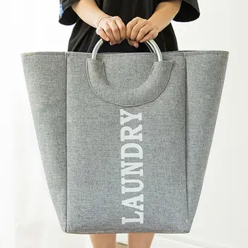 

Nordic Style Large Storage Basket Aluminum Handle Fabric Hamper Foldable Laundry Finishing Bag Home Toys Sundries Organizer New
