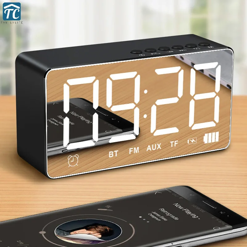 Multi function Desk Clocks LED Bluetooth Speaker Wireless Digital Alarm