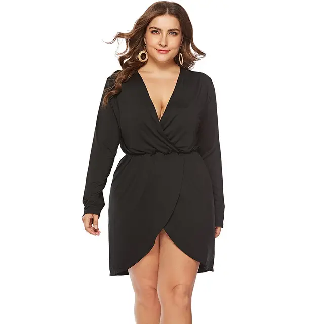 Casual Mini Dress Women Plus Size 6XL Gray Elegant Spring New Sexy