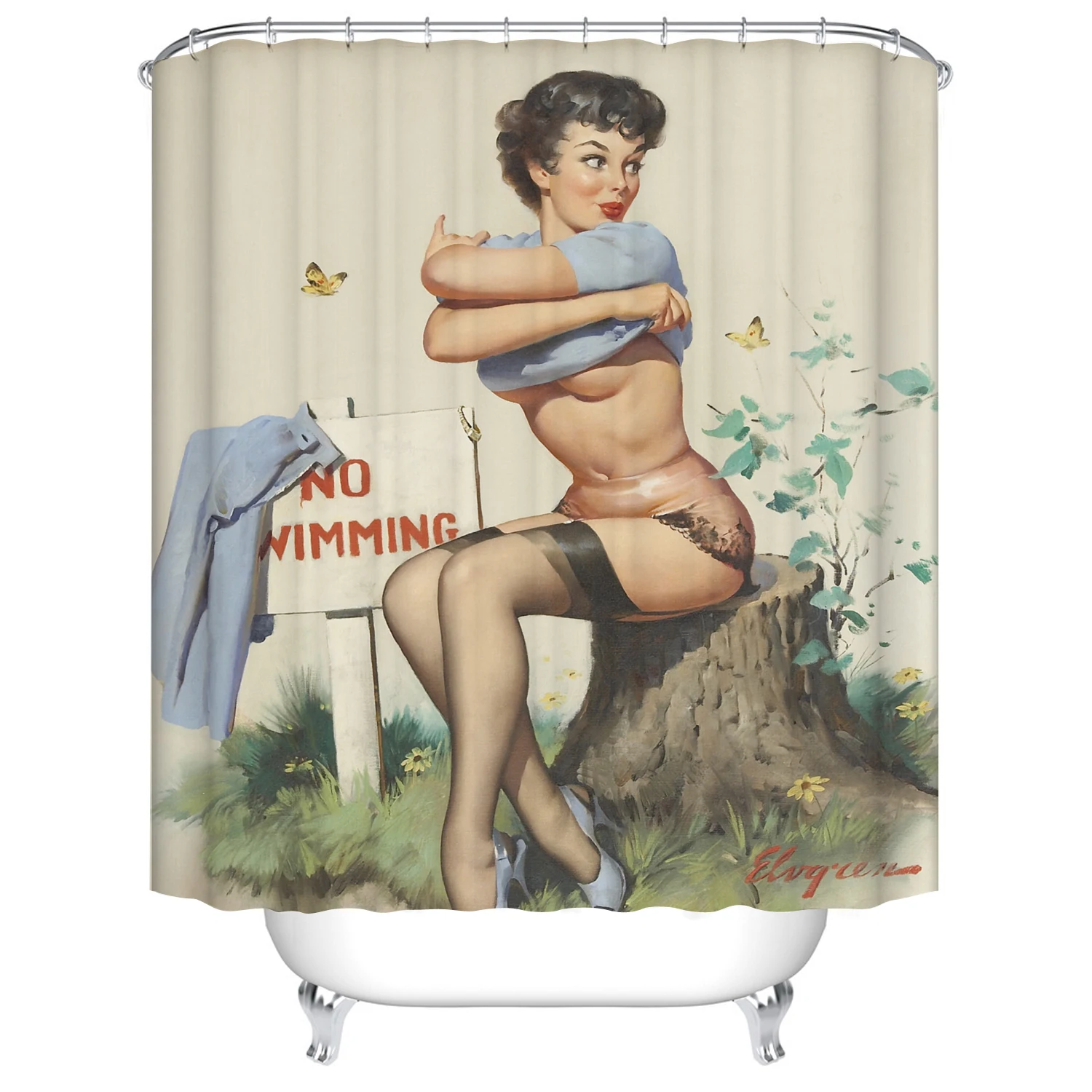 3d занавески для ванной с рисунком девушки из мультфильма, водостойкая полиэфирная ткань, моющаяся занавеска для ванной комнаты, занавеска для душа с крючками, аксессуары - Цвет: C1142