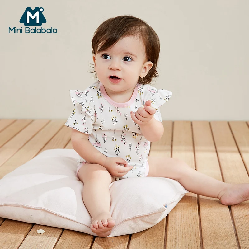 Детские комбинезоны Mini balabala хлопковый боди в полоску с короткими рукавами для