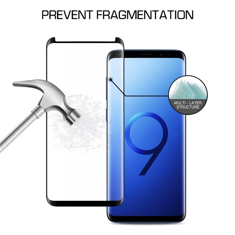 3D изогнутое закаленное стекло для Samsung Galaxy S8 S9 полное покрытие 9H защитная пленка