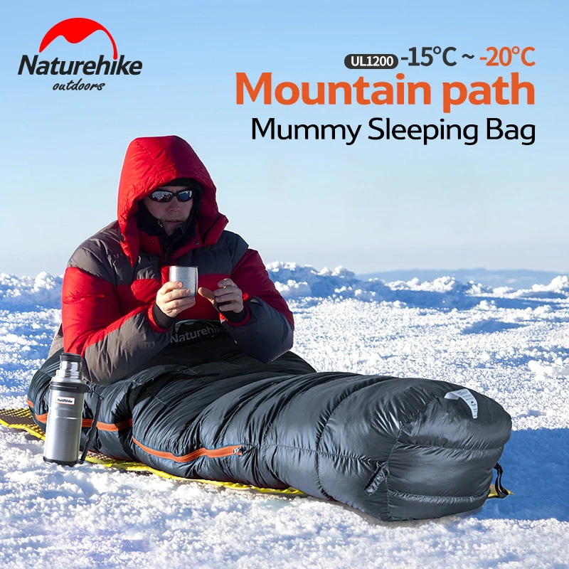 

Nature Hike Mummy Duck Down Splicing Single Winter Sleeping Bag Ultralight Camping Adult Cold Weather -20~-10 Degree