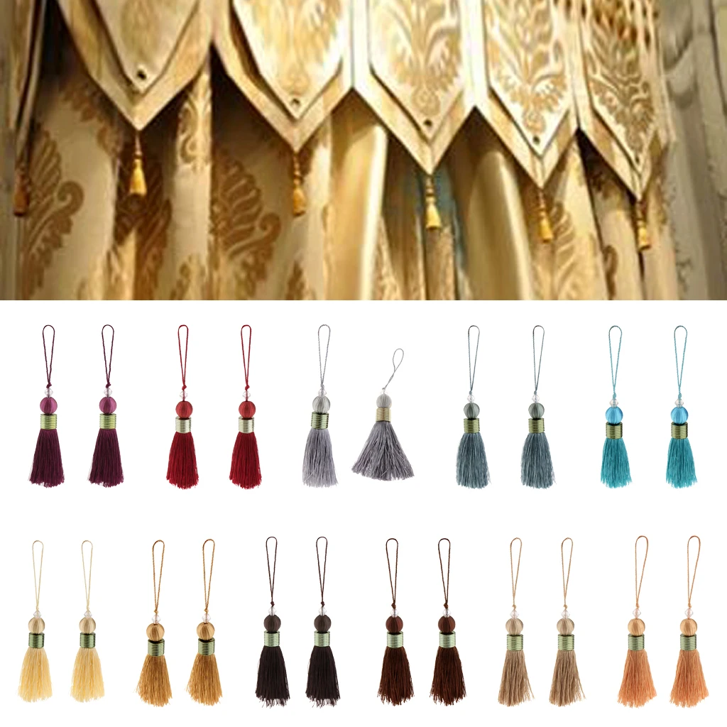 2Pcs Variety Colors Polyester Thread Tassel Charm Pendant Bag Chain Key Decoration Curtain Drapery Tassels Decor