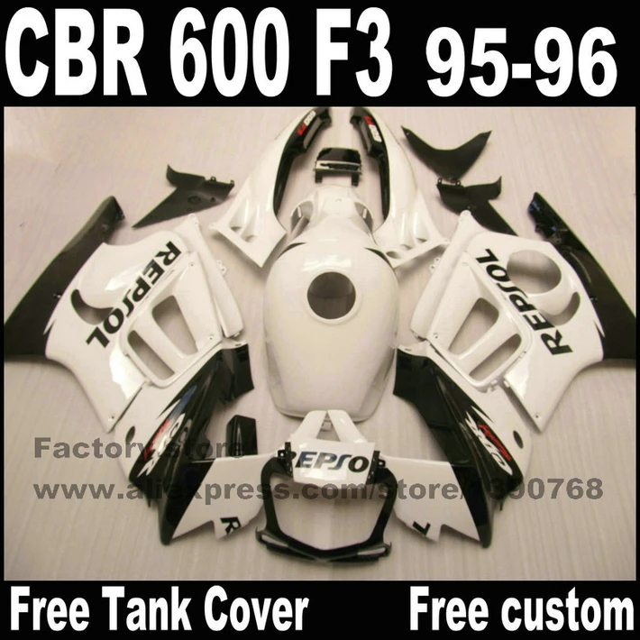 Motorcycle fairings set for HONDA CBR 600 F3 1995 1996 black white REPSOL cbr600 95 96 plastic fairing kit CN33 | Автомобили и