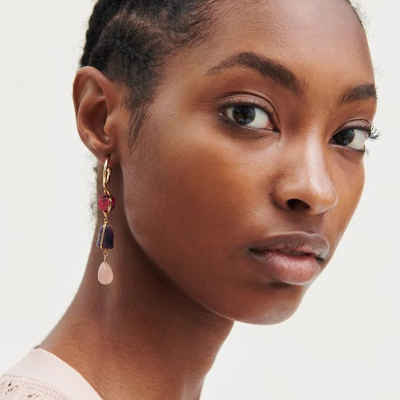 

Miwens Za New Arrival Resin Stone Purple&Pink Color Drop Earrings Women Long Boho Ethnic Vintage Hanging Earring Jewelry A580
