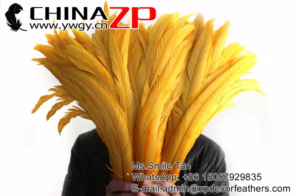 35-40cm fully dye rooster tail feathers yellow (2)