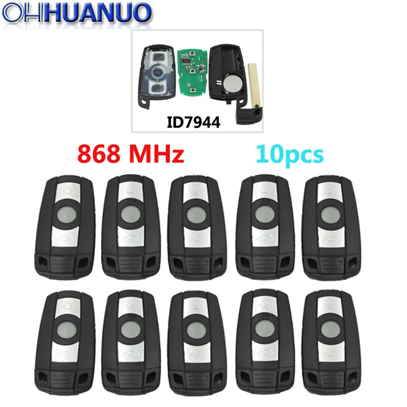 

10PCS * Wholesale Uncut Smart Remote Key 3 Buttons 868 MHz With ID7944 Chip For BMW 3/5 Series X1 X6 Z4 CAS3 CAS3+
