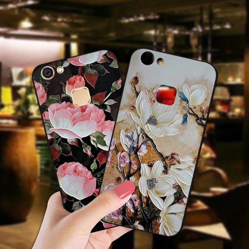 

ShuiCaoRen Luxury Silicone Case For VIVO V7 Plus / Y79 Pretty Flower TPU Phone Cover Bag For VIVO V7 / Y69 Y75 Cases