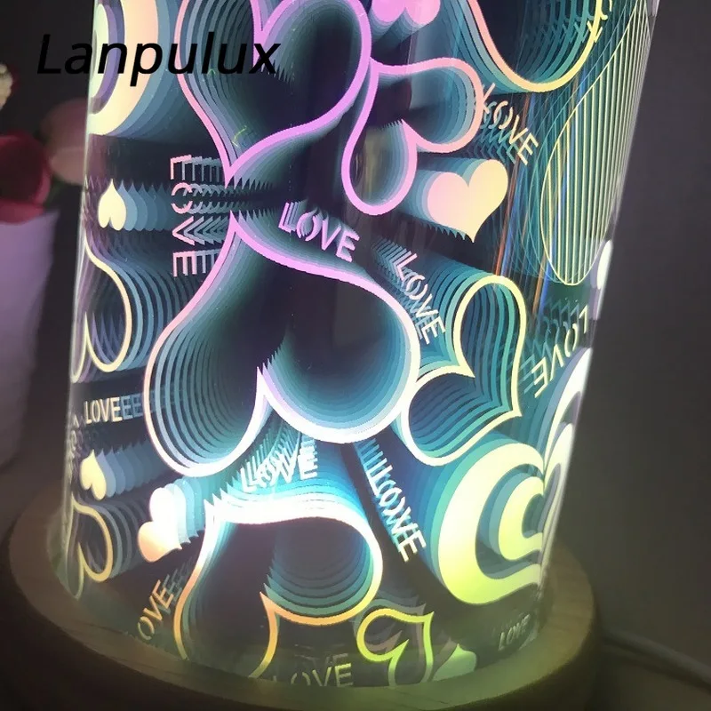 Lanpulux фейерверк стеклянный ночник Волшебная Красочная 3D Звезда Любовь