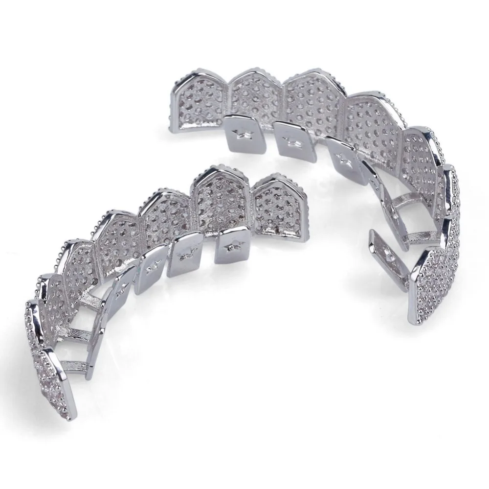 TOPGRILLZ Custom Fit Золото Серебро Цвет Iced Out хип-хоп ЗУБЫ Grillz микро Pave кубический циркон сверху и снизу зубы грили набор