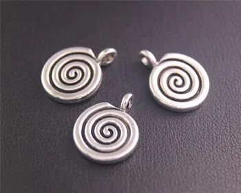 

30Pcs Silver Color Vortex Round Charm Fit Bracelets Necklance DIY Metal Jewelry Making 16x12Mm A2148