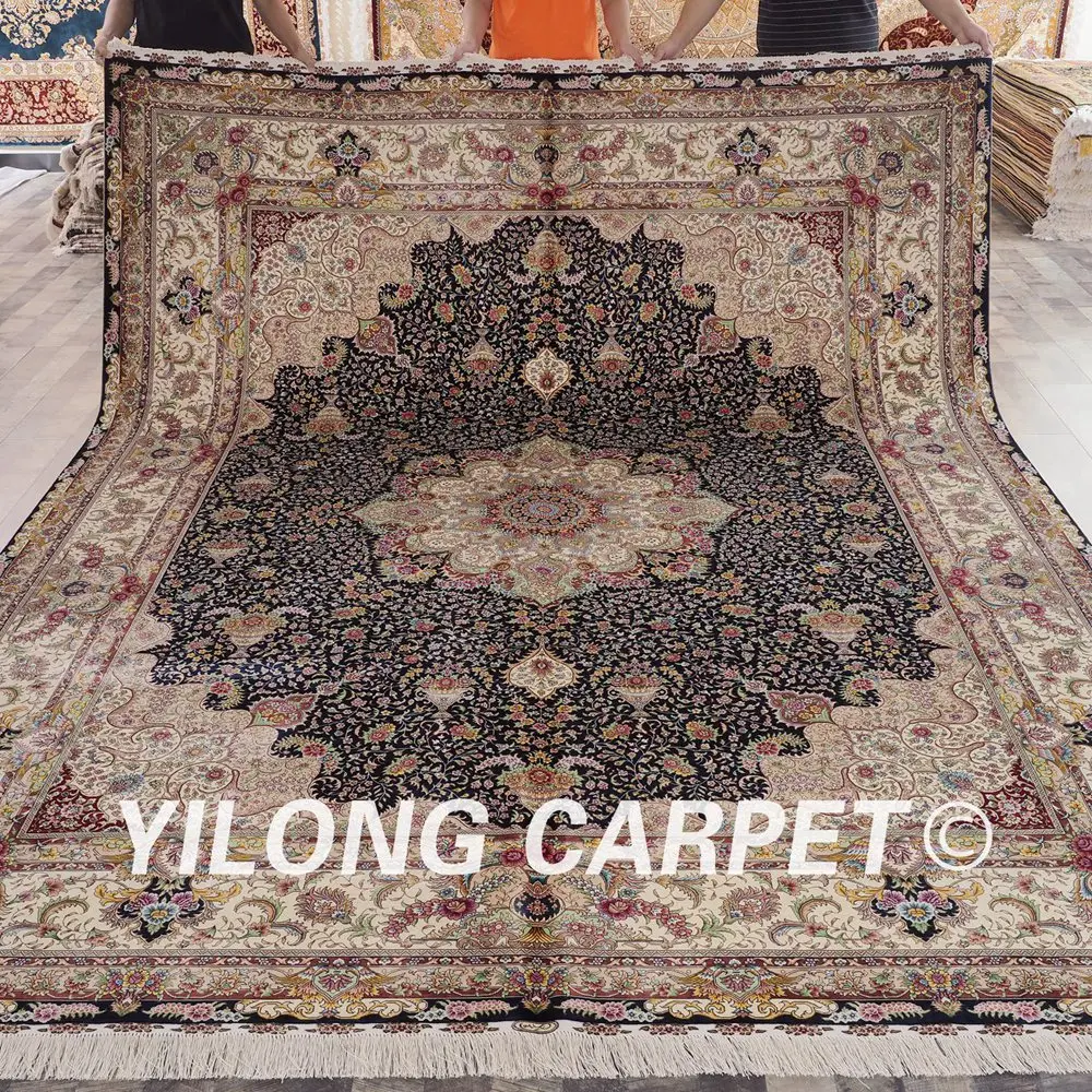 Yilong 9'x12' handmade handknotted turkey oriental silk rugs persian