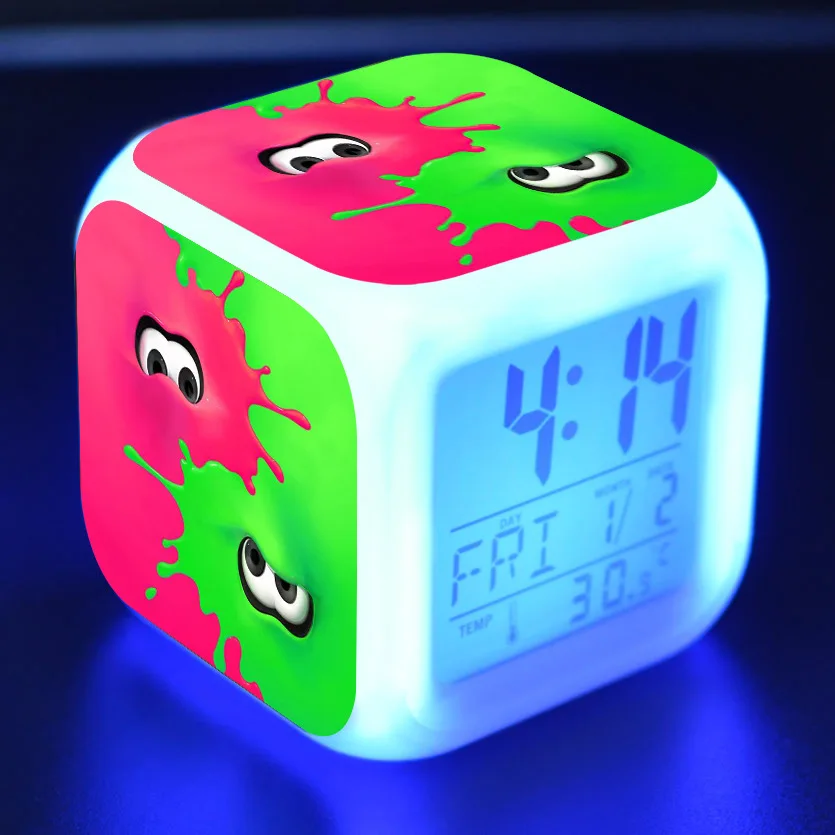 Splatoon мультяшный будильник детские игрушки Led reloj будильник, цифровой Электронные часы с будильником Пробуждение свет стол reveil wekker - Цвет: 2