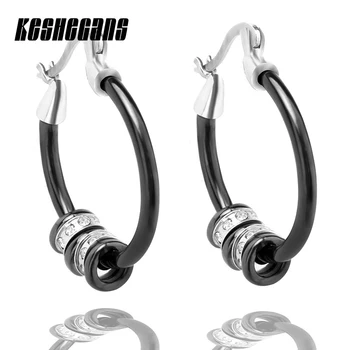 

High Polished Hoop Ceramic Earrings With Luxury AAA Cubic Zirconia For Women Steampunk Ear Women Earrings Set Party Jewelry