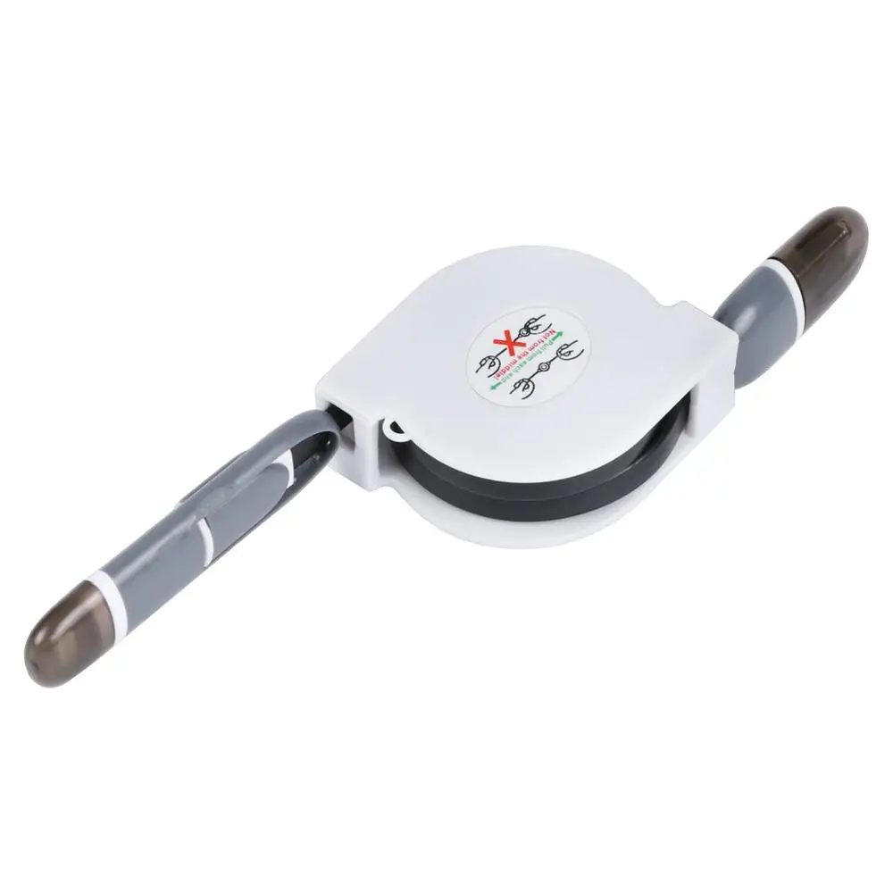 Черный Выдвижной 2 в 1 Micro USB порт+ для IOS кабель для передачи данных для iPhone samsung Xiaomi huawei зарядный кабель USB порт передачи данных - Цвет: Черный
