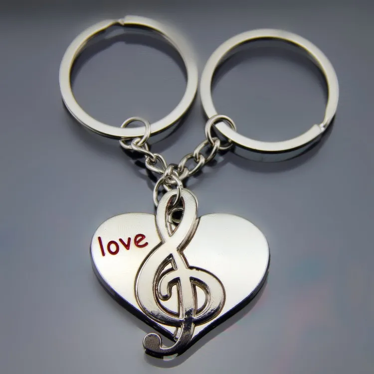 free shipping 100sets lot zinc alloy music in heart keychain font b customize b font font