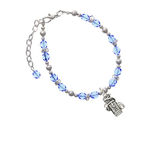 Golf Club Bag Light Blue Beaded Bracelet