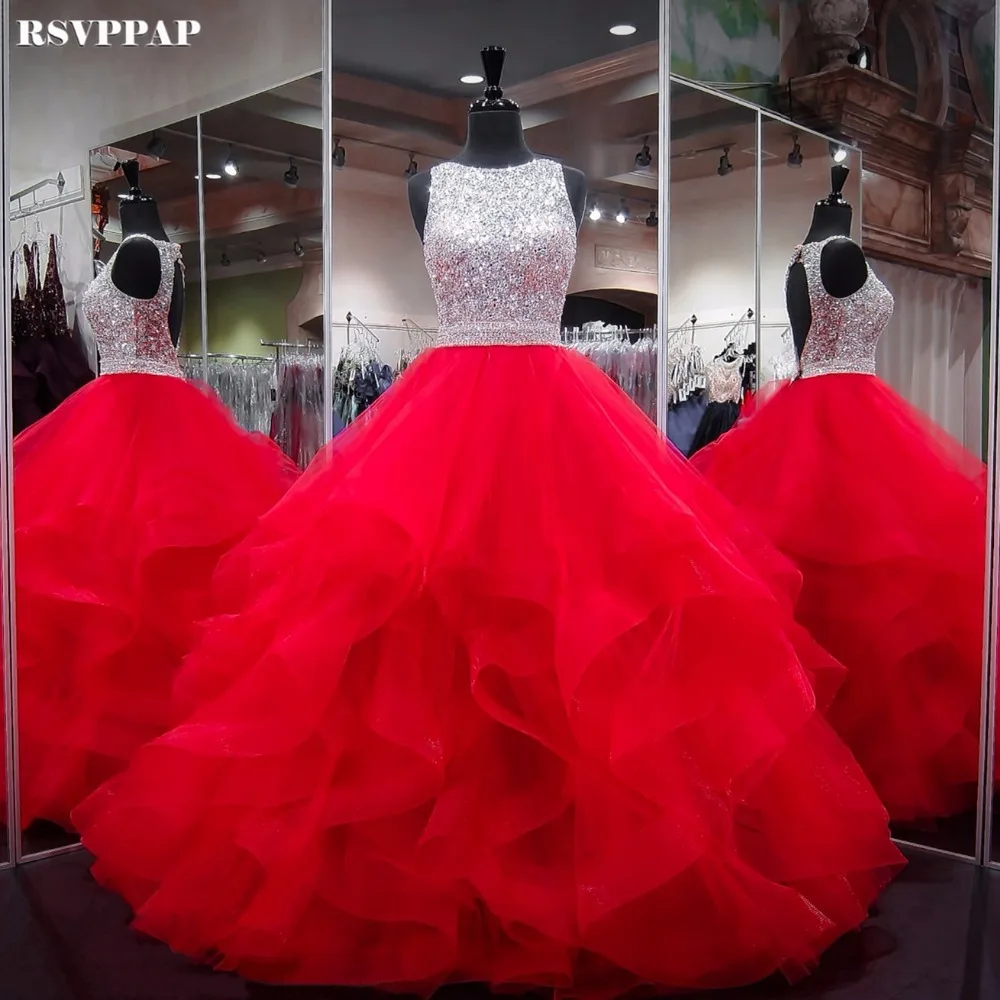 

Long Elegant Prom Dresses 2020 Sparkly Heavy Beaded Crystals Backless Real Picture African Red Prom Dress
