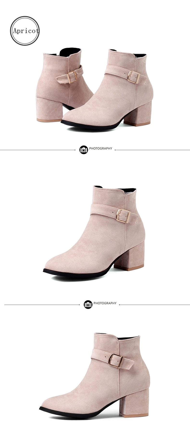 RQFF Brand Winter Boots Women With Box Big size34-43 Flock Warm Shoes Woman High Heel Ankle Boot Female Zip Footwear Ladies Shoe (15)