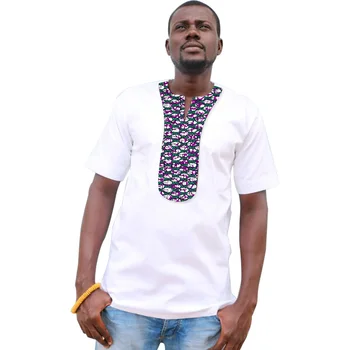 

African Clothing Dresses 2018, Selling New Items Of National Costumes, Line Printing, Round Neck, Short Sleeved Set, T-shirt,
