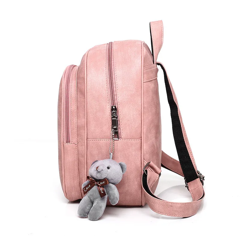 Модная сумка из искусственной кожи, рюкзак для ноутбука, женский рюкзак с милым медведем, школьный рюкзак для девочек-подростков, сумка-тоут, Mochila Feminina