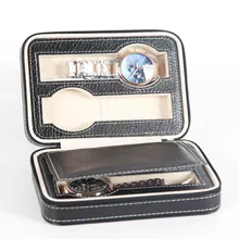 Портативный 2/4/8 сеток для путешествий; коробка для часов из искусственной кожи на молнии для хранения Корпус часов Органайзер LL@ 17