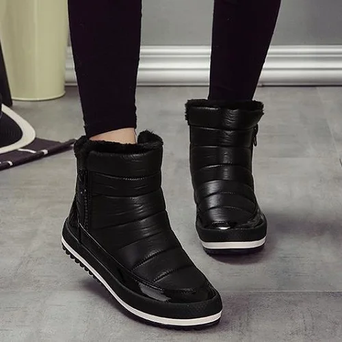 

Winter Snow Boots Plush Warm Women Shoes Flat Platform Ankle Boots Female Zipper Casual Shoes Basic Non Slip Warm Boots fvg678