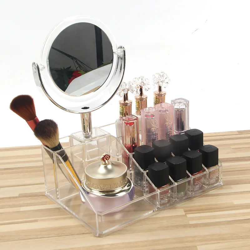 Модный брендовый прозрачный акриловый вращающийся на 360 градусов настольный органайзер для макияжа, чехол DIY, съемная коробка для хранения косметики и ювелирных изделий