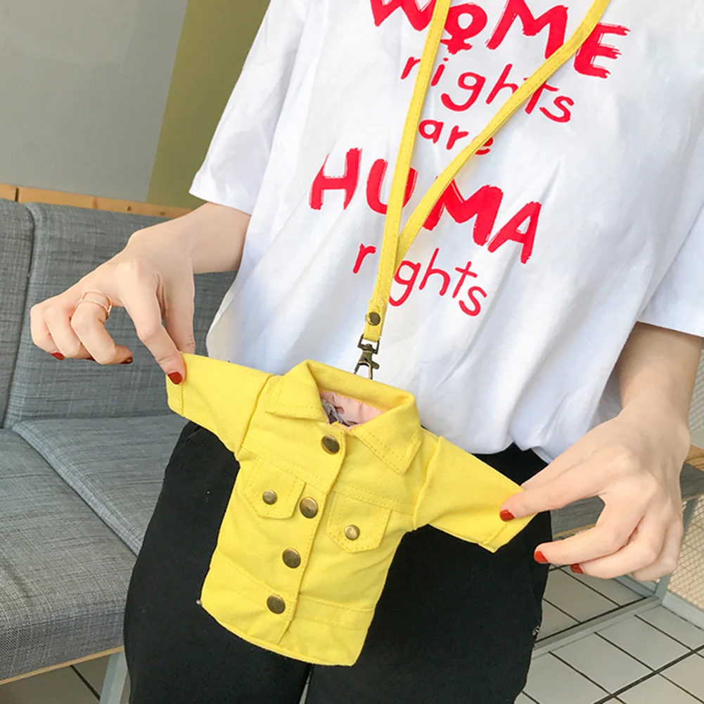 

Creative Canvas Mini Clothes Shorts Style Neck Hanging Women Phone Bag Purse