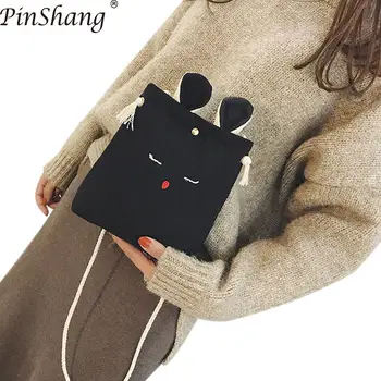 

PinShang Woman Handbag Fashion Bags Sweet Cute Rabbit Design Bag Cotton Linen Single-shoulder Bags for Women 2018 Bolsa ZK30