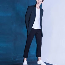 Сплайсированные дермы CollarMen костюм куртка мужская куртка Повседневная мода Slim Fit костюм однобортный пиджак новейший дизайн